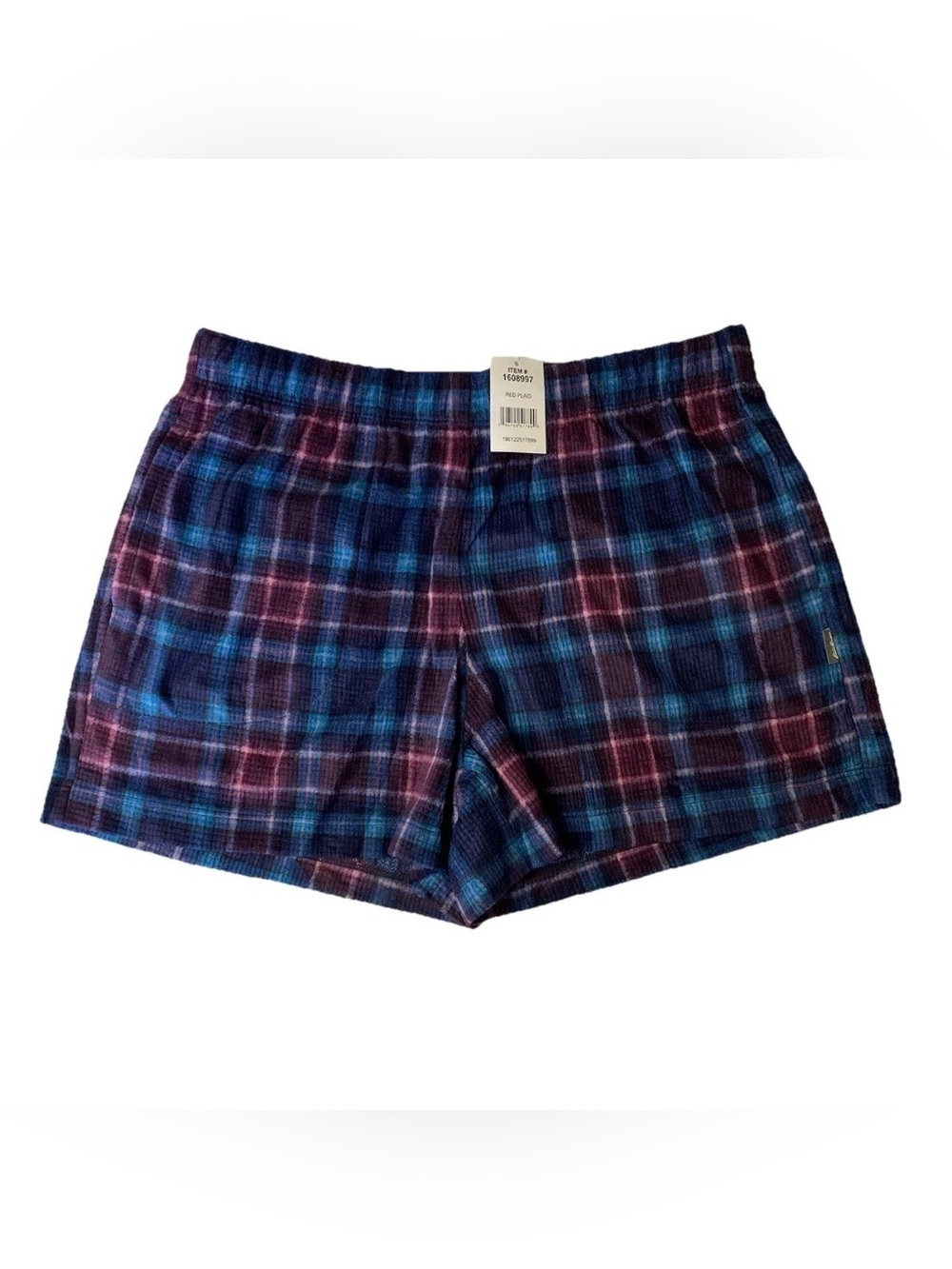 Eddie Bauer Sleepwear Pajama Shorts Womens Small Blue Purple Plaid Fleece NWT